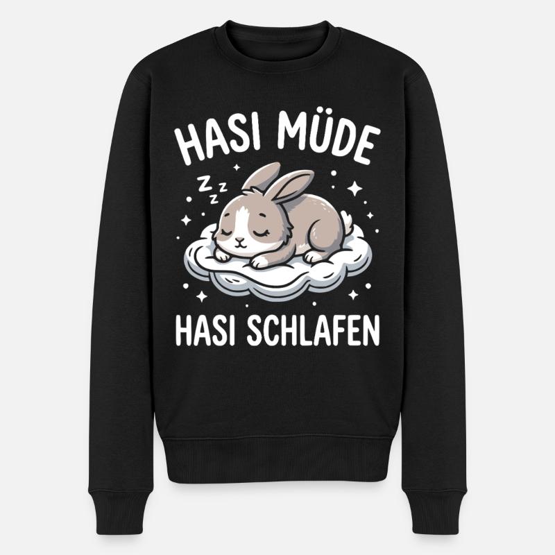 Lapin fatigué lapin endormi - Pull Premium bio Homme - noir