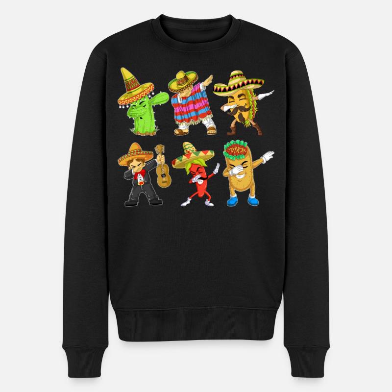 Cinco De Mayo Dabbing Charaktere Shirt - Männer Premium Bio Pullover - Schwarz