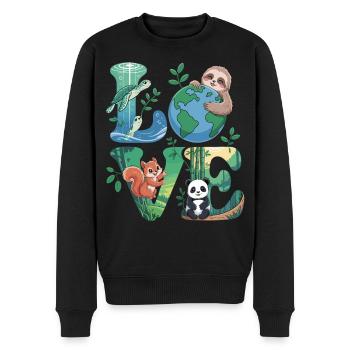 Nature Love Shirt Panda Tortue Paresseuse - Pull Premium bio Homme - noir - Devant - Nico (187cm)