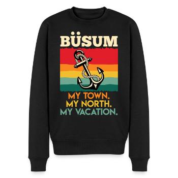 BÜSUM MEINE STADT MEIN NORDEN MEIN URLAUB Lustig - Männer Premium Bio Pullover - Schwarz - Vorne - Nico (187cm)
