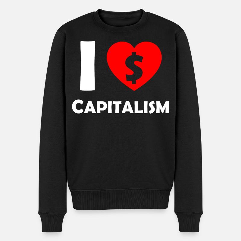 J’adore le capitalisme Heart Dollar - Pull Premium bio Homme - noir