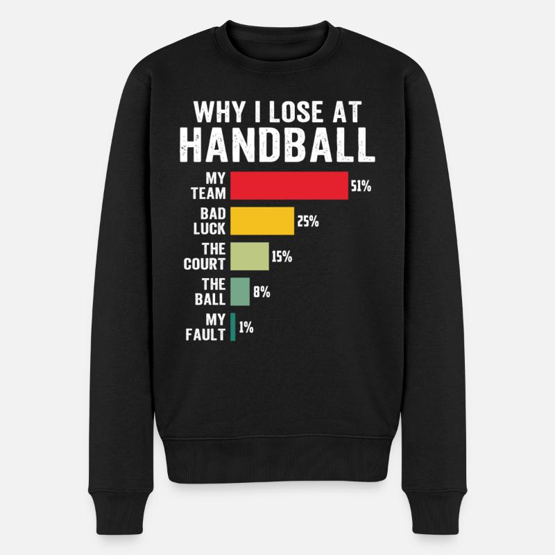 Pourquoi je perds au handball - Pull Premium bio Homme - noir