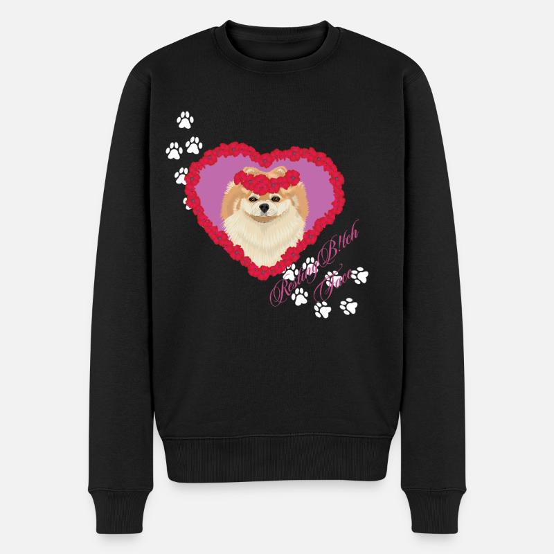 Ruhende Tch-Gesicht-Pomeranian - Männer Premium Bio Pullover - Schwarz