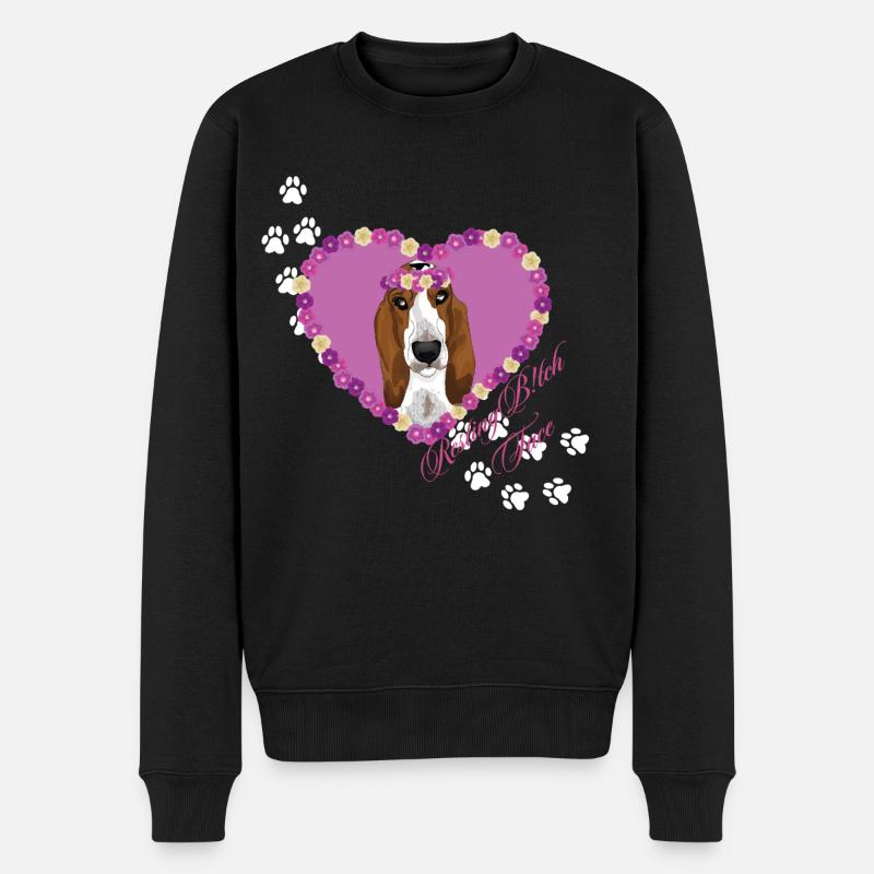 Resting B!tch Face Basset Hound - Männer Premium Bio Pullover - Schwarz