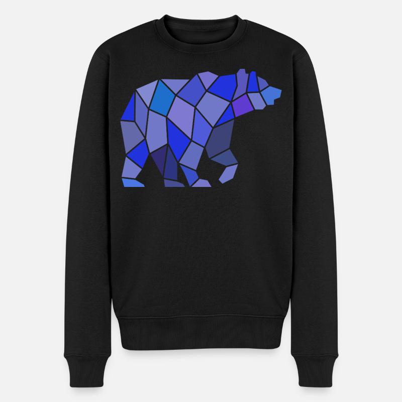Ours géométrique dans la mosaïque - Pull Premium bio Homme - noir
