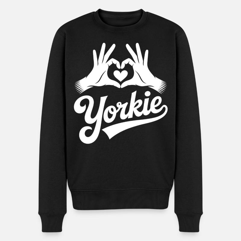 Yorkie Herzhand Logo - Männer Premium Bio Pullover - Schwarz