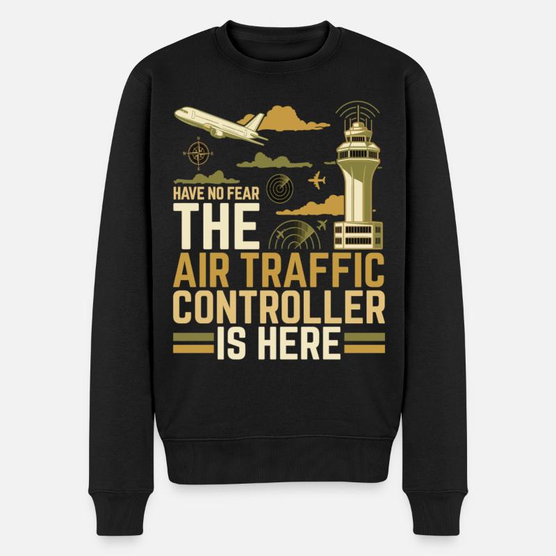 Air Traffic Controller Spruch Fluglotse - Männer Premium Bio Pullover - Schwarz