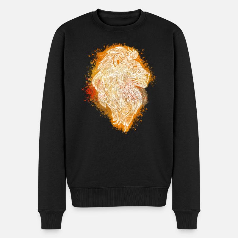 Zentangle Lion - Pull Premium bio Homme - noir