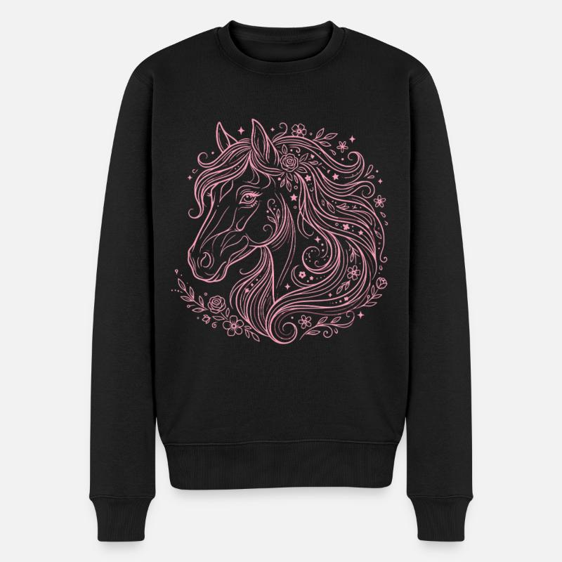 Pferdekopf Pferd Reiten - Männer Premium Bio Pullover - Schwarz