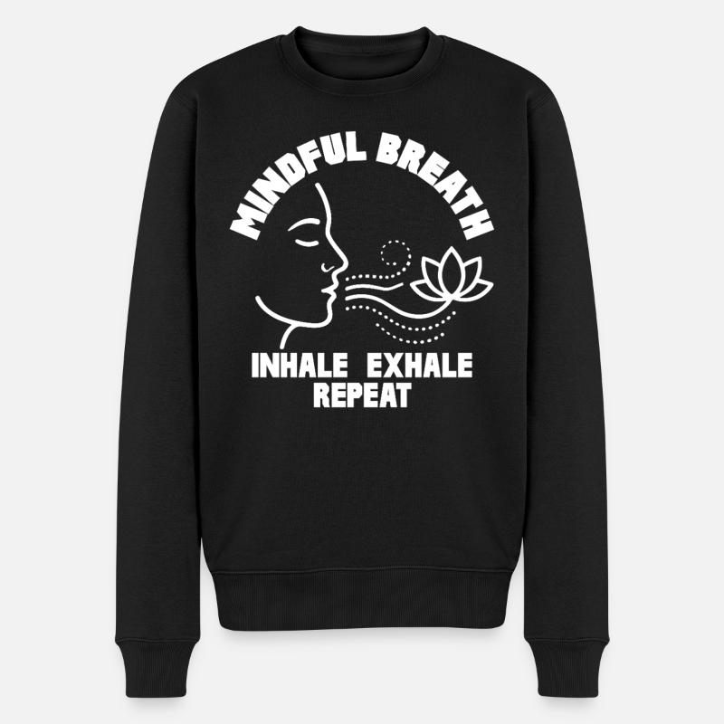 Mindful Breath Achtsamkeit Ruhe - Männer Premium Bio Pullover - Schwarz