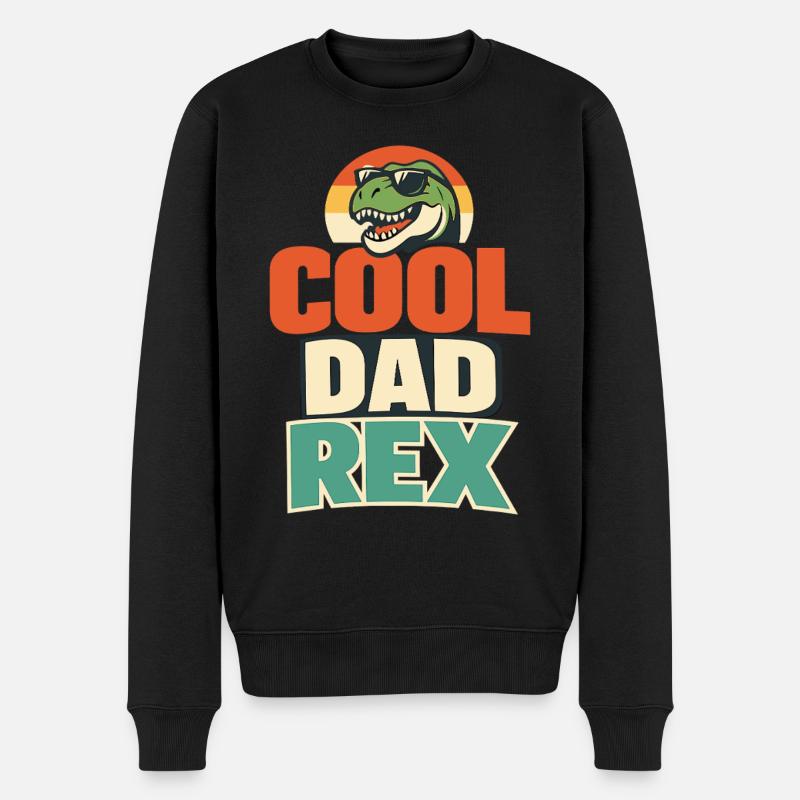 Cool Dad Rex Dino Vater Retro Spruchmotiv - Männer Premium Bio Pullover - Schwarz