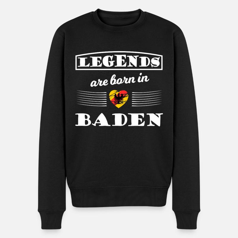 Legenden geboren in Baden - Männer Premium Bio Pullover - Schwarz