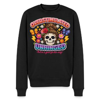 Overstimulated Unhinged Skull Flora - Men's Premium Organic Jumper - black - Front - Nico (187cm)