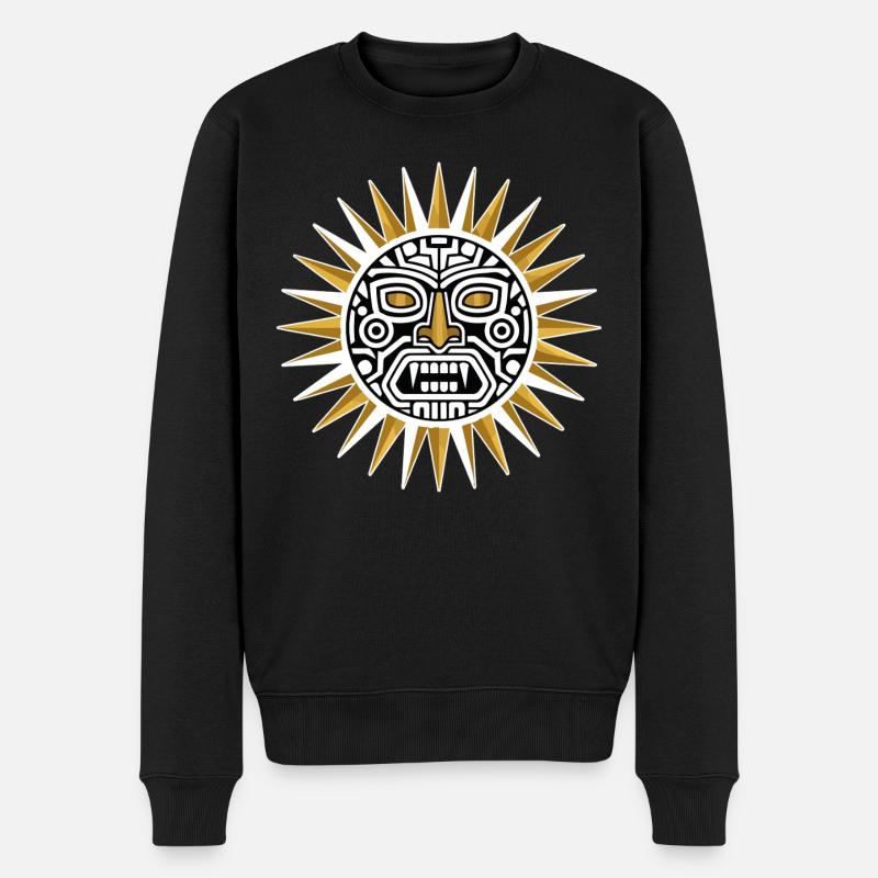 Stammes-Sonne Schwarzes Gold - Männer Premium Bio Pullover - Schwarz