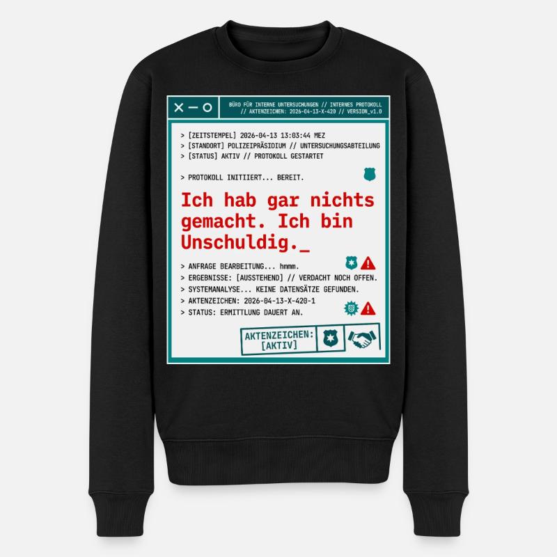 Polizei Protokoll Akte Unschuldig - Männer Premium Bio Pullover - Schwarz