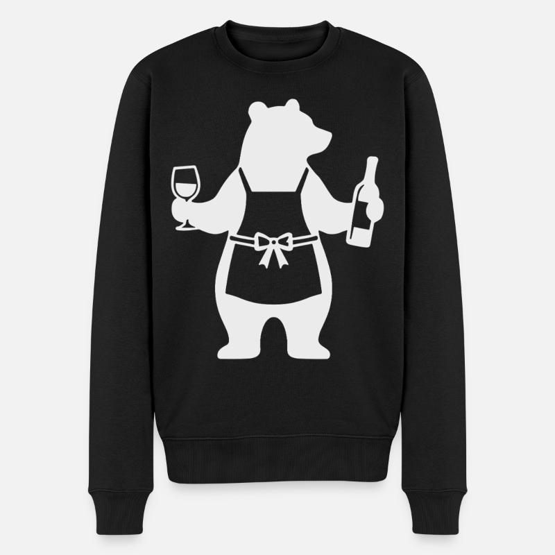 Bär Weinliebhaber - Männer Premium Bio Pullover - Schwarz