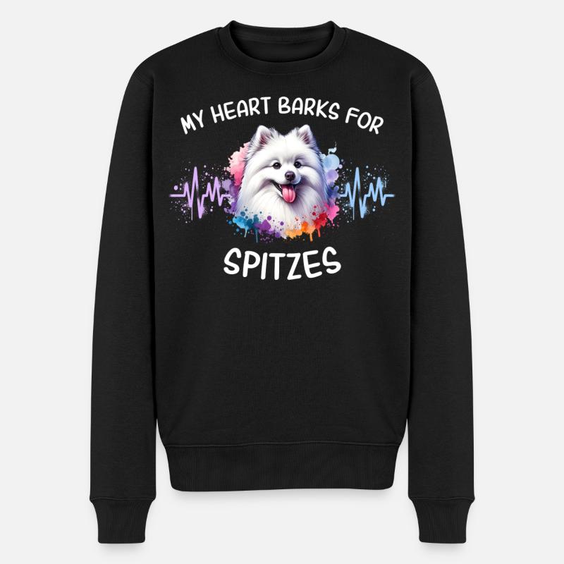 Spitz Herzlinie - Männer Premium Bio Pullover - Schwarz
