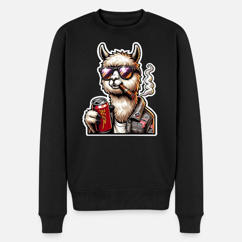 Alpaka Party Bier  - Männer Premium Bio Pullover - Schwarz
