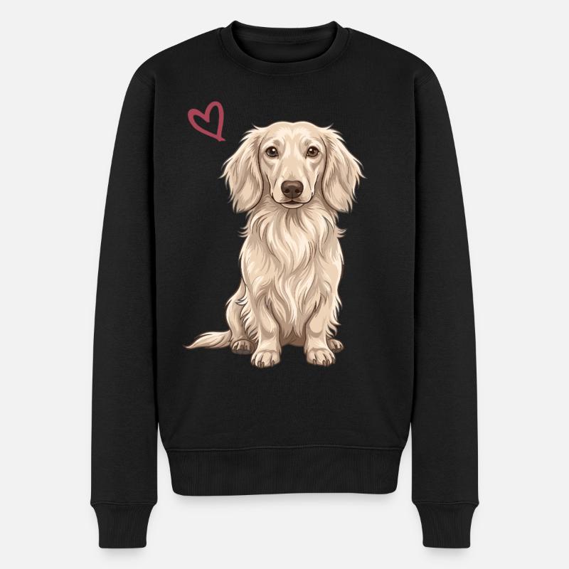 Teckel blanc, teckel blanc anglais - Pull Premium bio Homme - noir