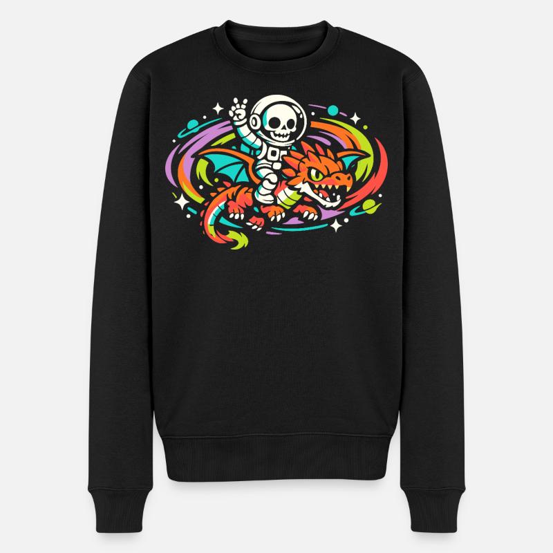 Weltraumdrache - Männer Premium Bio Pullover - Schwarz