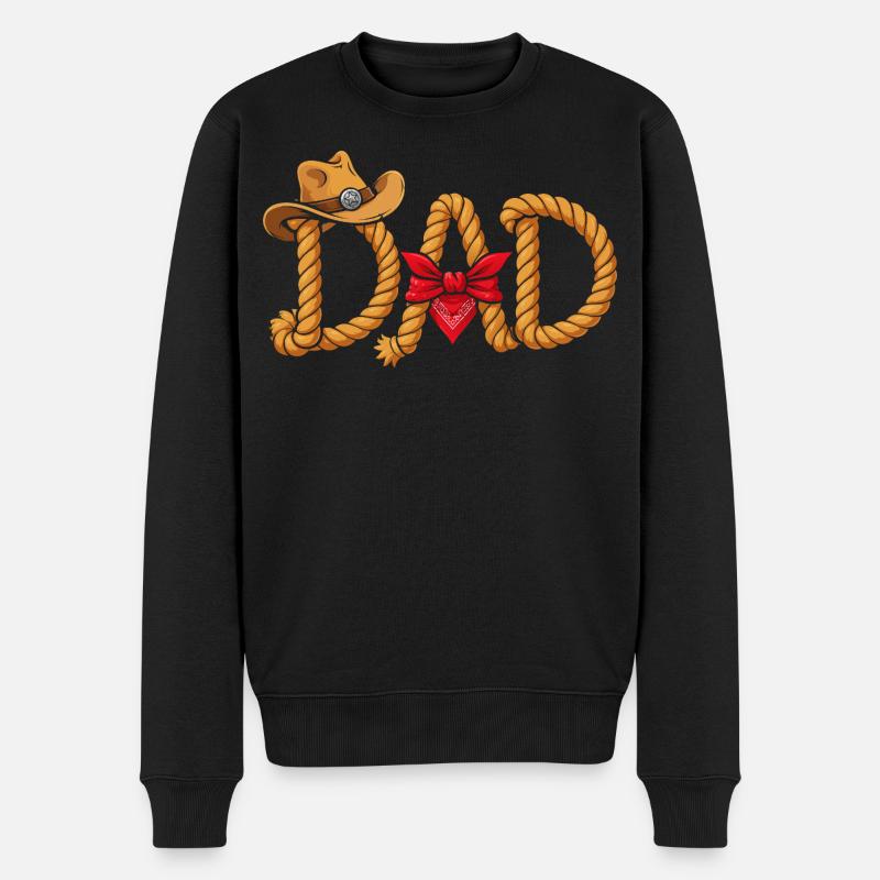 Bester Papa Cowboy Western Seil Design - Männer Premium Bio Pullover - Schwarz