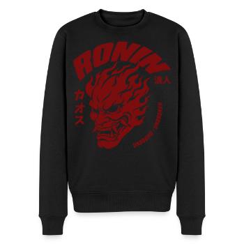 Ronin Oni Biker  - Männer Premium Bio Pullover - Schwarz - Vorne - Nico (187cm)