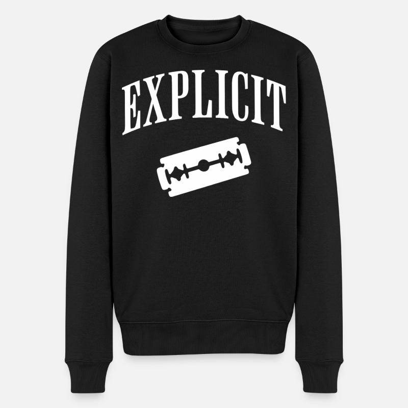 Explizites Rasierklingenmotiv - Männer Premium Bio Pullover - Schwarz