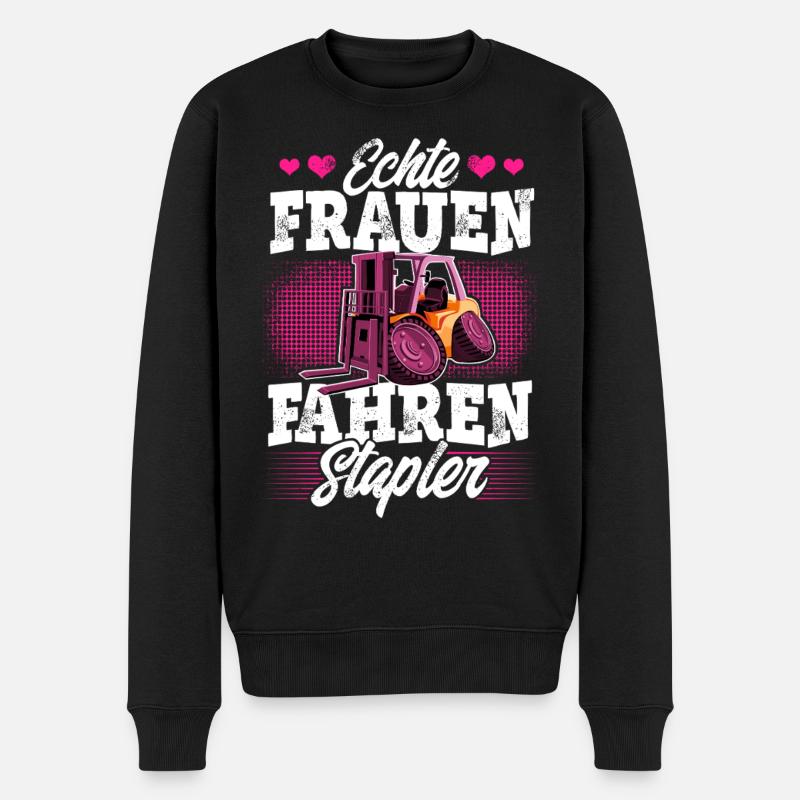 Staplerfahrerin - Männer Premium Bio Pullover - Schwarz