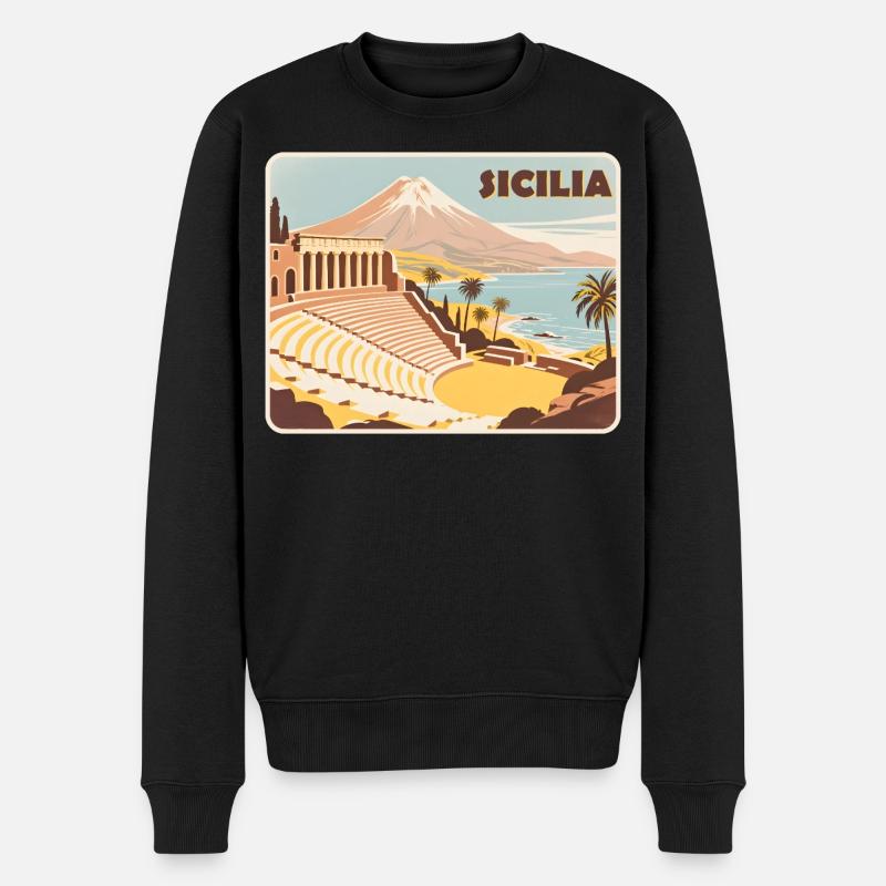 Sizilien - Männer Premium Bio Pullover - Schwarz