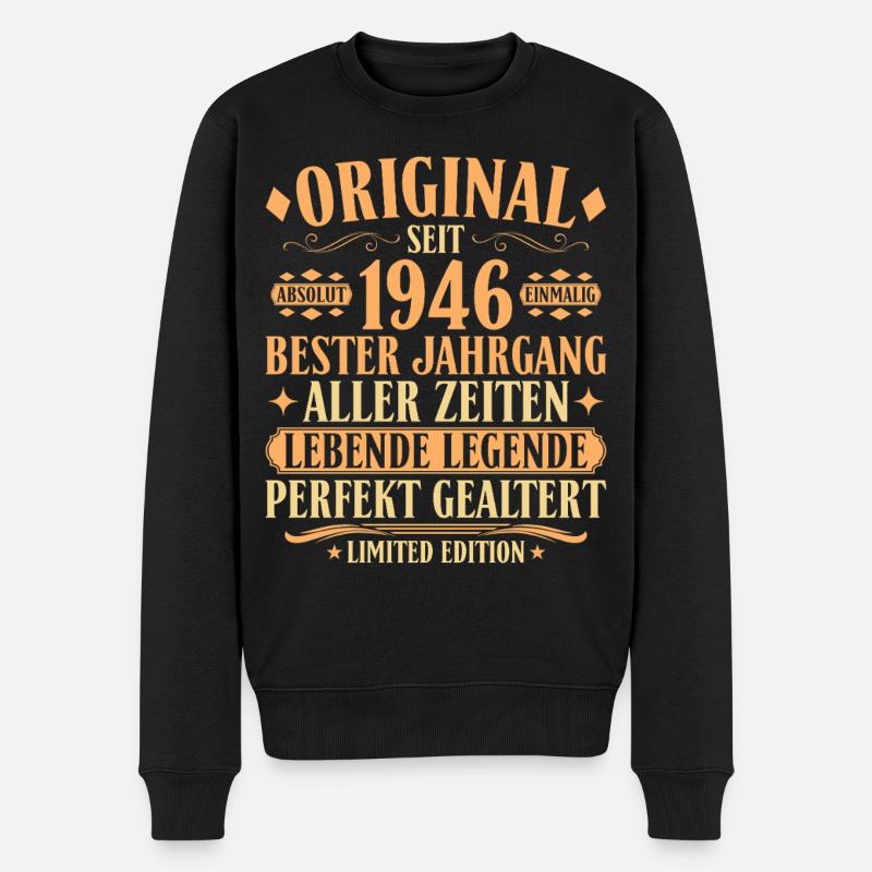 Original 1946 – 80. Geburtstag Legende Vintage - Männer Premium Bio Pullover - Schwarz
