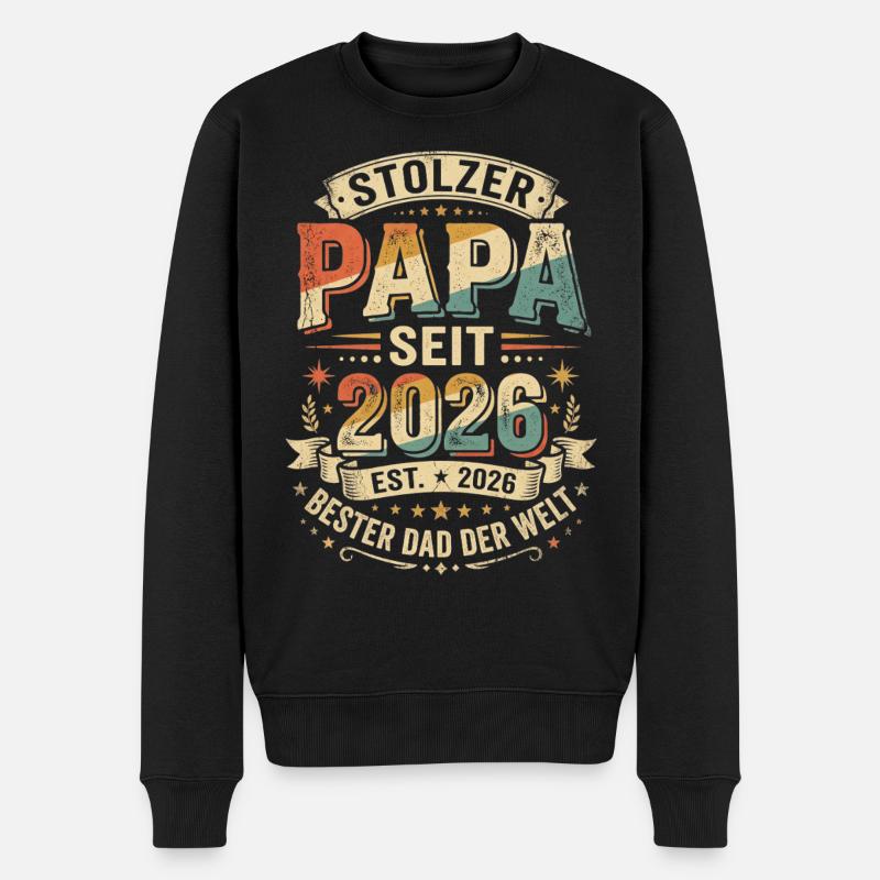 Papa 2026 - Männer Premium Bio Pullover - Schwarz