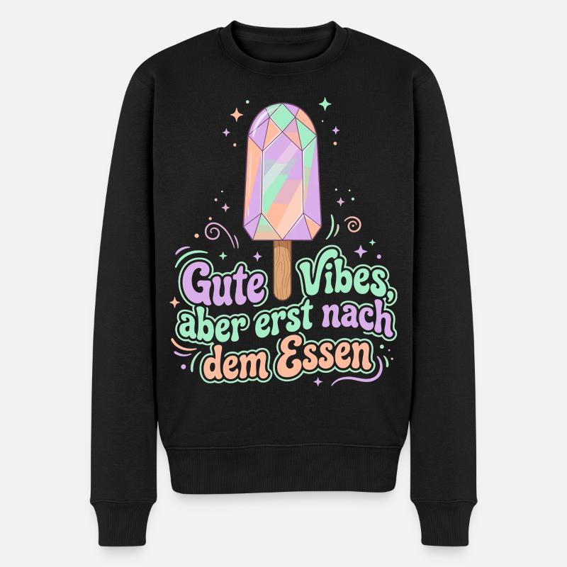 Kristall Eis, Gute Vibes - Männer Premium Bio Pullover - Schwarz