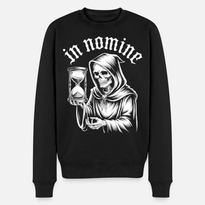 Gothic Skelett Shirt In Nomine – Sensenmann - Männer Premium Bio Pullover - Schwarz