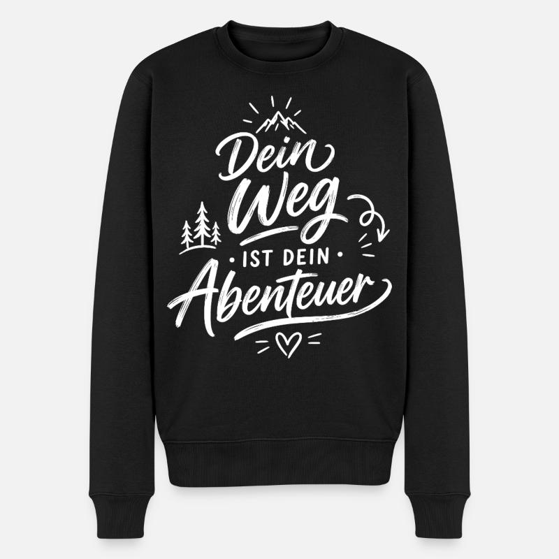 Dein Weg ist dein Abenteuer - Männer Premium Bio Pullover - Schwarz