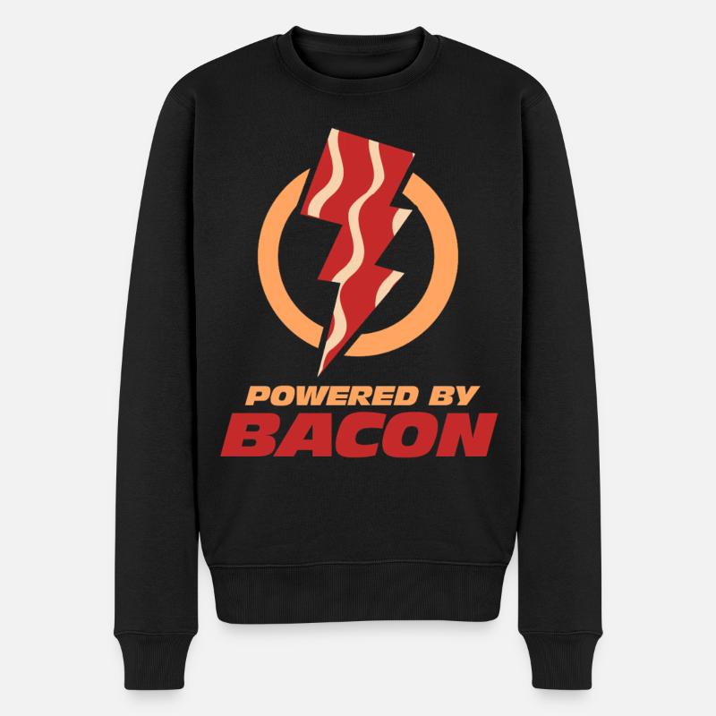 Angetrieben von Bacon Lightning Bolt - Männer Premium Bio Pullover - Schwarz