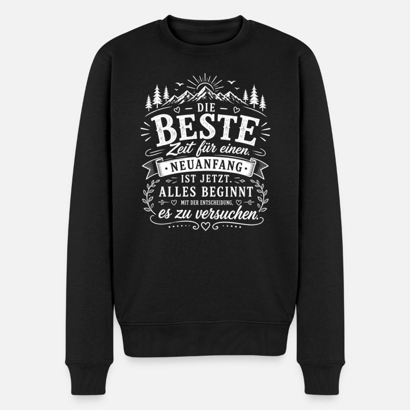 Beste Zeit für Neuanfang - Männer Premium Bio Pullover - Schwarz