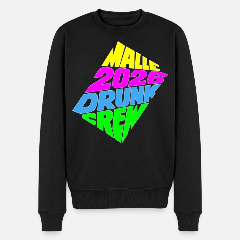 Malle 2026 Drunk Crew - Männer Premium Bio Pullover - Schwarz