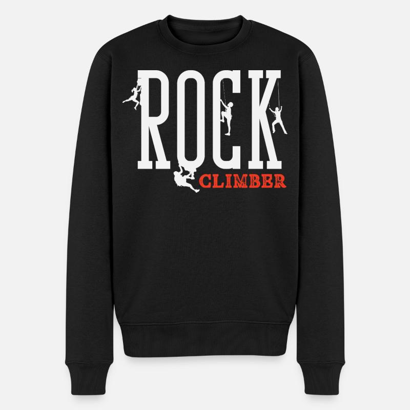 Rock Climber Schriftzug Kletterer Design - Männer Premium Bio Pullover - Schwarz
