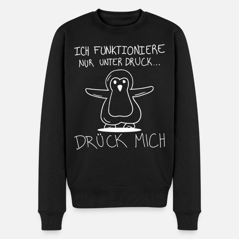 Pinguin Lustig – Unter Druck Spruch - Männer Premium Bio Pullover - Schwarz