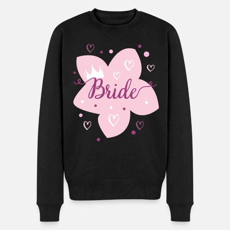 Hochzeit Brautblume Rosa Krone - Männer Premium Bio Pullover - Schwarz