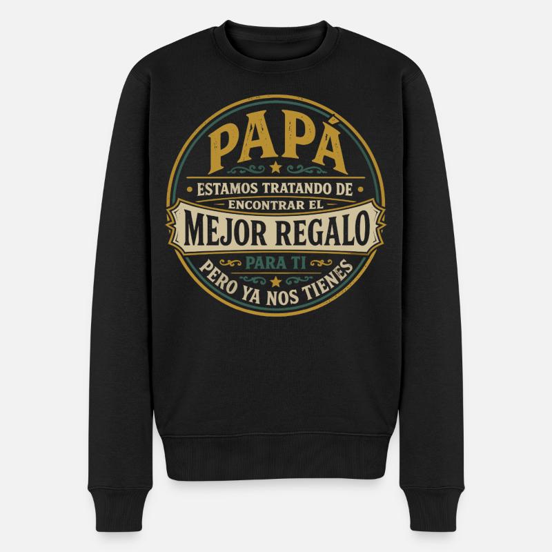 Papa Beste Geschenk Kinder Spanisch Design - Männer Premium Bio Pullover - Schwarz