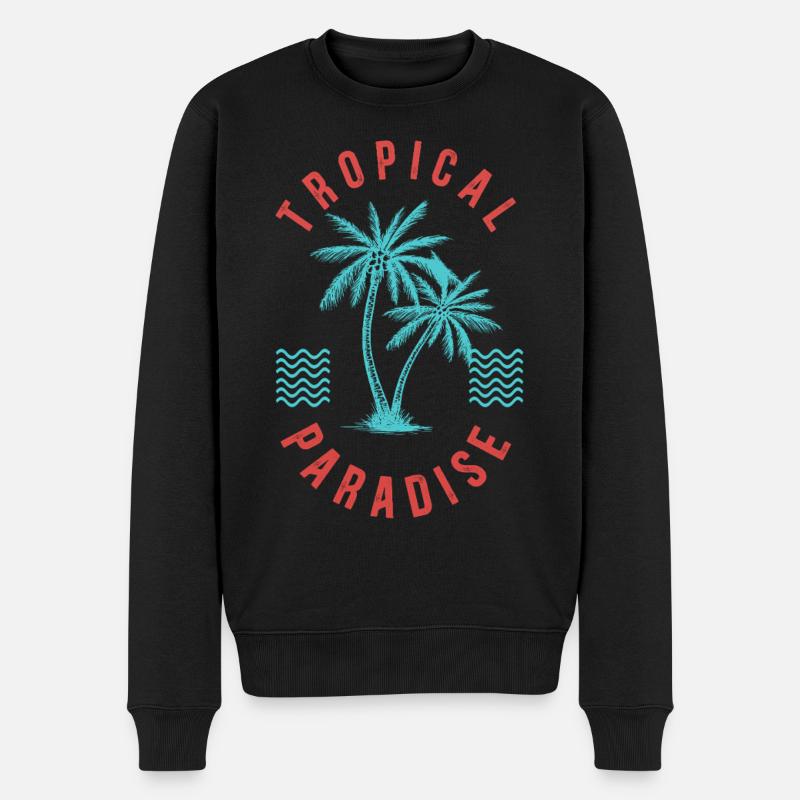 Tropical Paradise Retro Palm Abzeichen - Männer Premium Bio Pullover - Schwarz