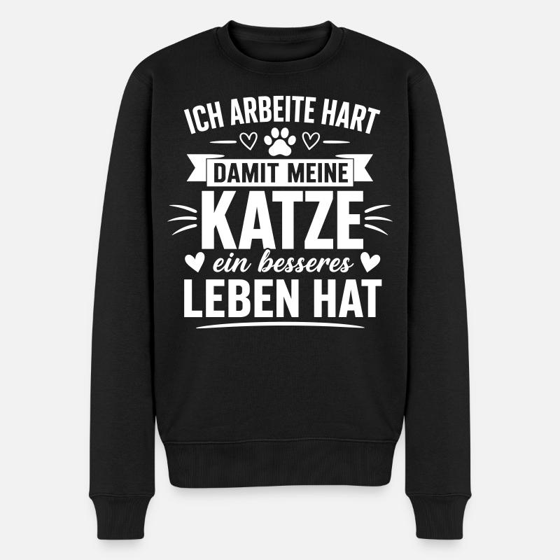 Arbeiten für das Katzenleben - Männer Premium Bio Pullover - Schwarz