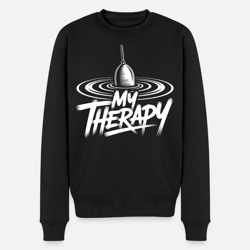 Angeln Therapie - Männer Premium Bio Pullover - Schwarz