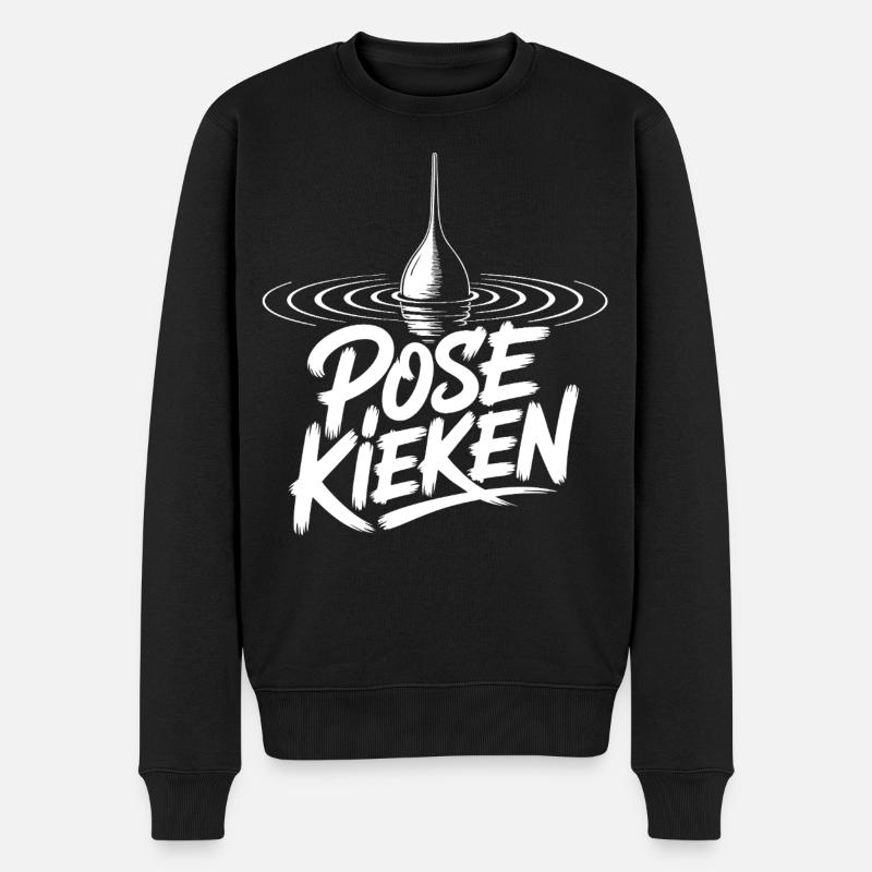 Angler Pose Design - Männer Premium Bio Pullover - Schwarz