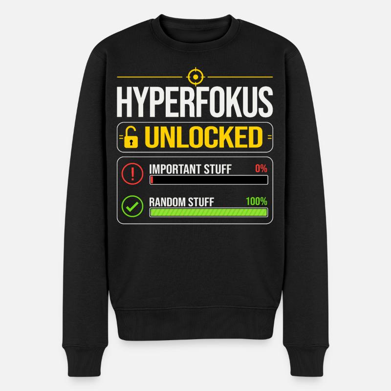 Hyperfocus Unlocked Gaming ADHD - Men's Premium Organic Jumper - black