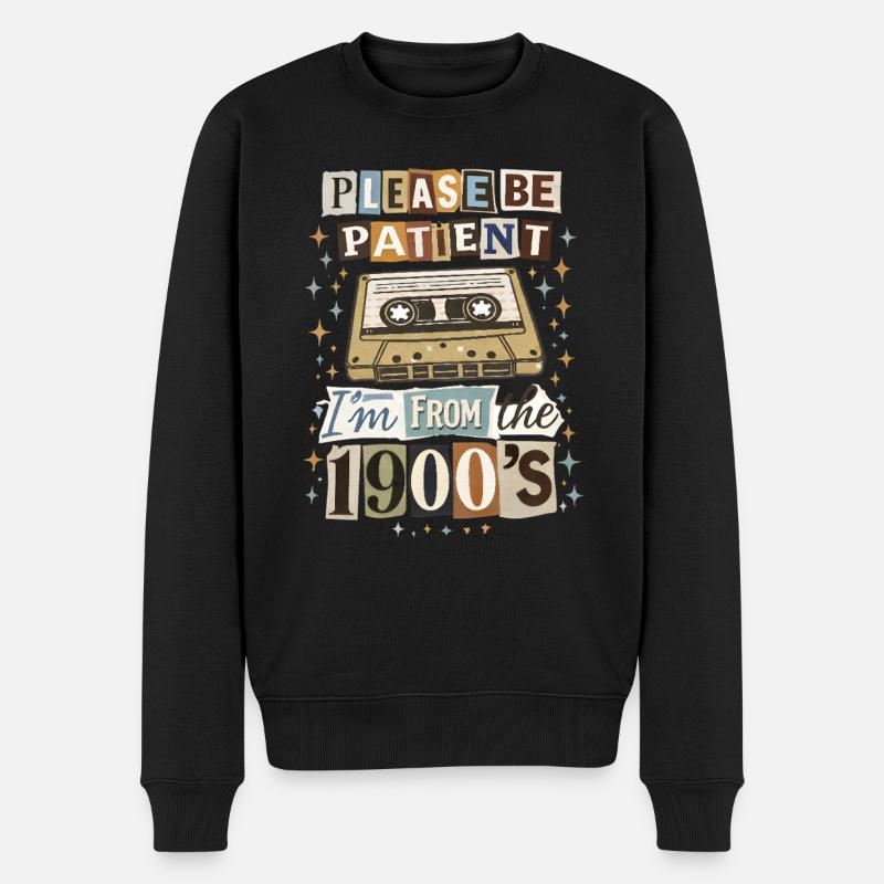 Retro Kassette Nostalgia - Männer Premium Bio Pullover - Schwarz