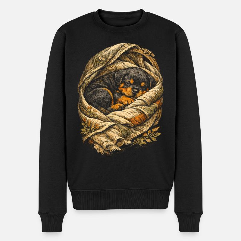 Rottweiler Welpe Hund - Männer Premium Bio Pullover - Schwarz