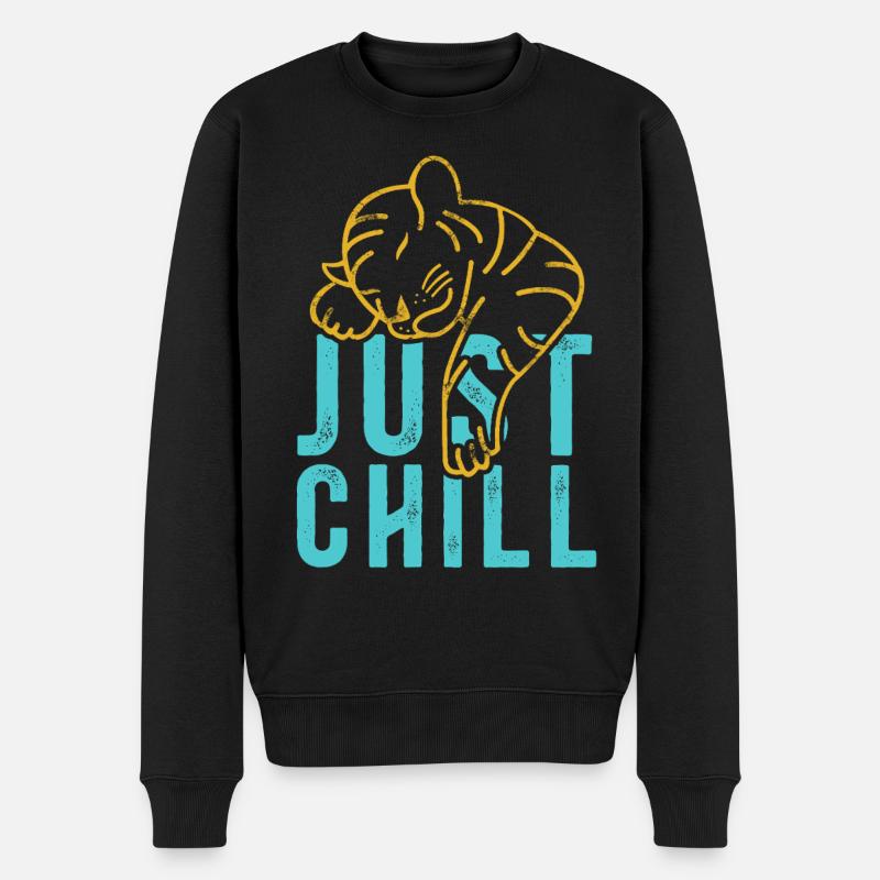Juste Chill Tiger – Diction détendue - Pull Premium bio Homme - noir