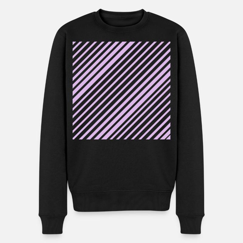 Grafische Linien mit diagonalen Streifen L-lila - Männer Premium Bio Pullover - Schwarz